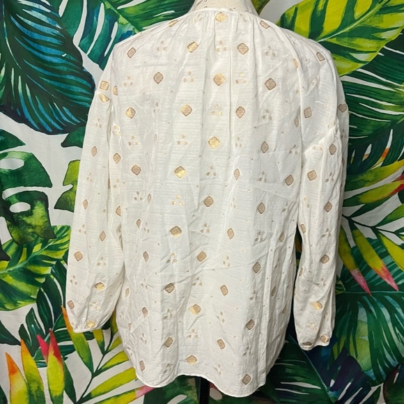 EUC $248 JOIE Women’s Small Nadija Gold Medallion Sheer Beaded Tie Peasant Top - Picture 7 of 11